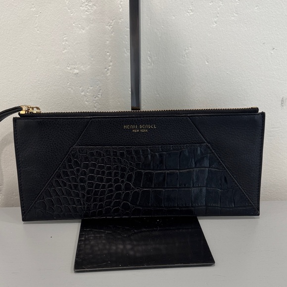 henri bendel Handbags - Henri Bendel Black crocodile embossed Clutch